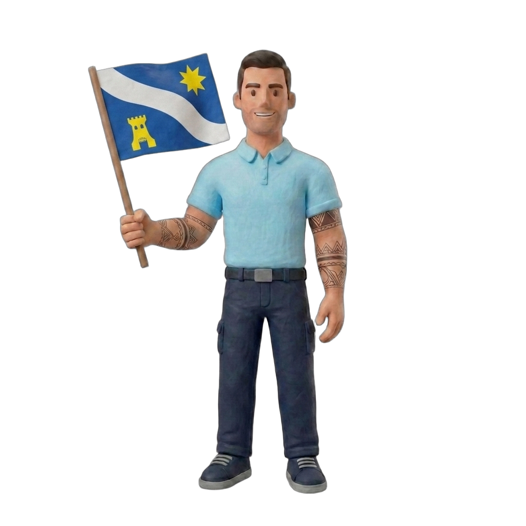 Mannetje met vlag van Alphen aan den Rijn