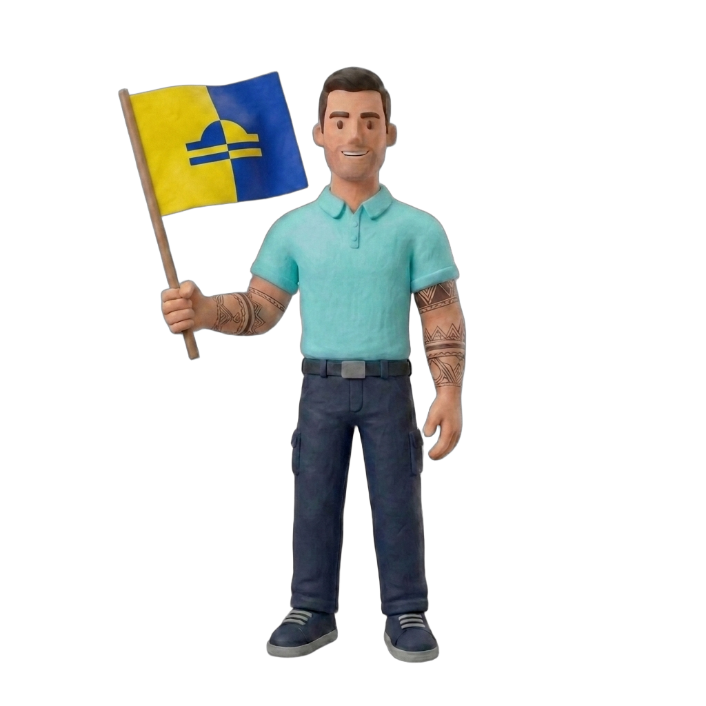 Mannetje met vlag van Ede