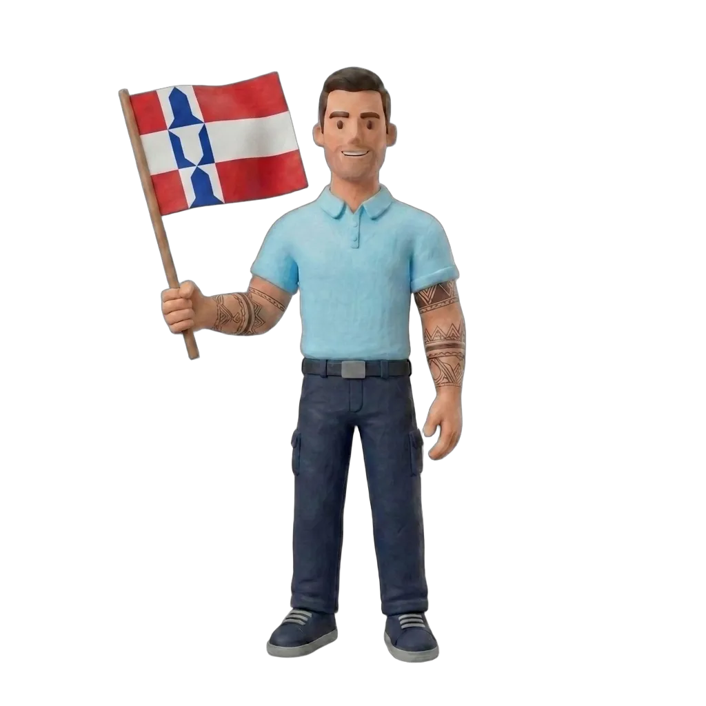 Verhuizer met Houten vlag