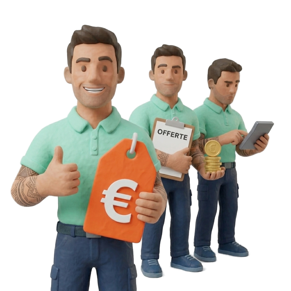 3 popjes: prijskaart, offerte, rekenmachine