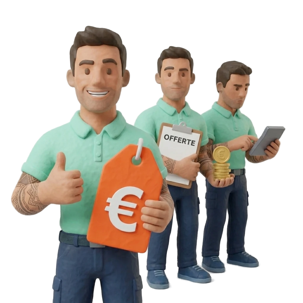 3 popjes: prijskaart, offerte, rekenmachine