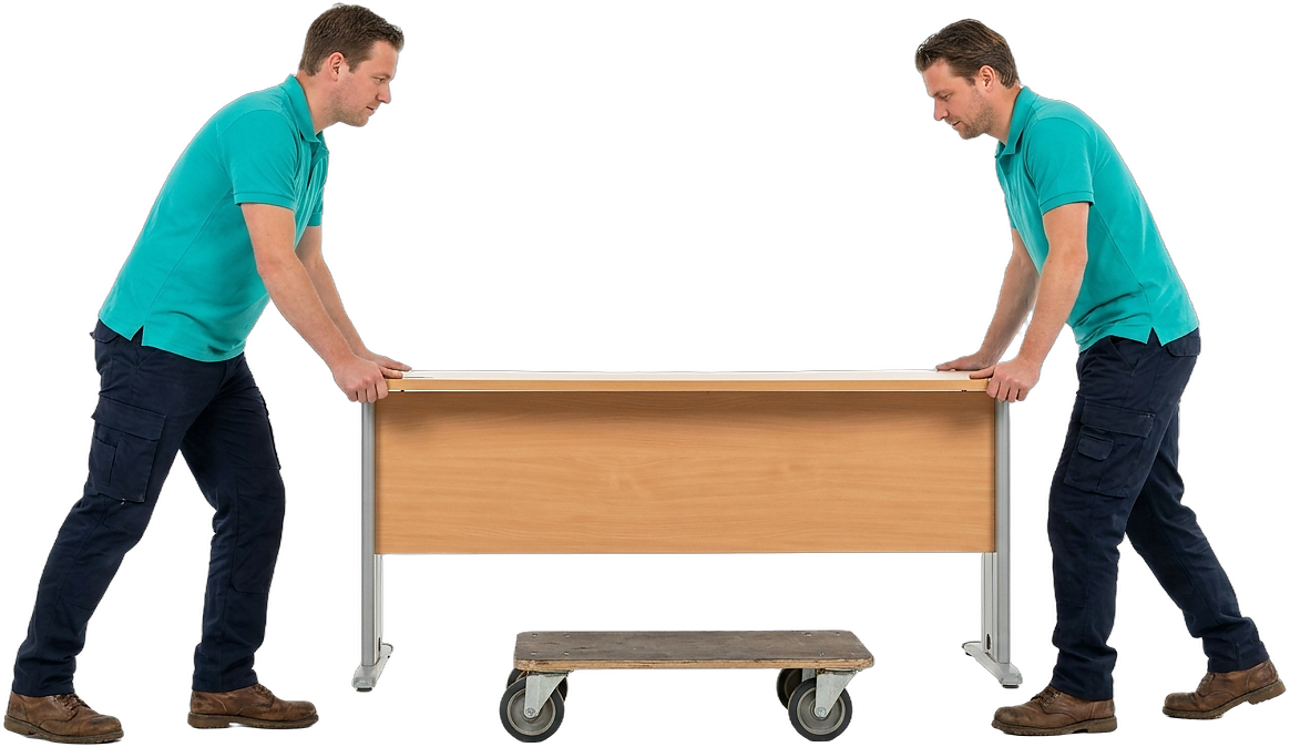 Verhuizer met klembord plant bedrijfsverhuizing