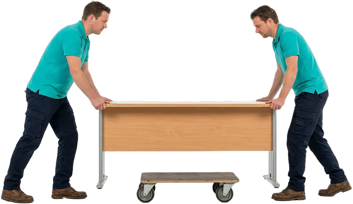 Verhuizer met klembord plant bedrijfsverhuizing