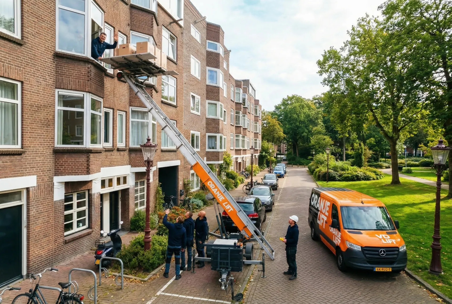 Verhuislift transporteert meubels naar een bovenverdieping in Deventer