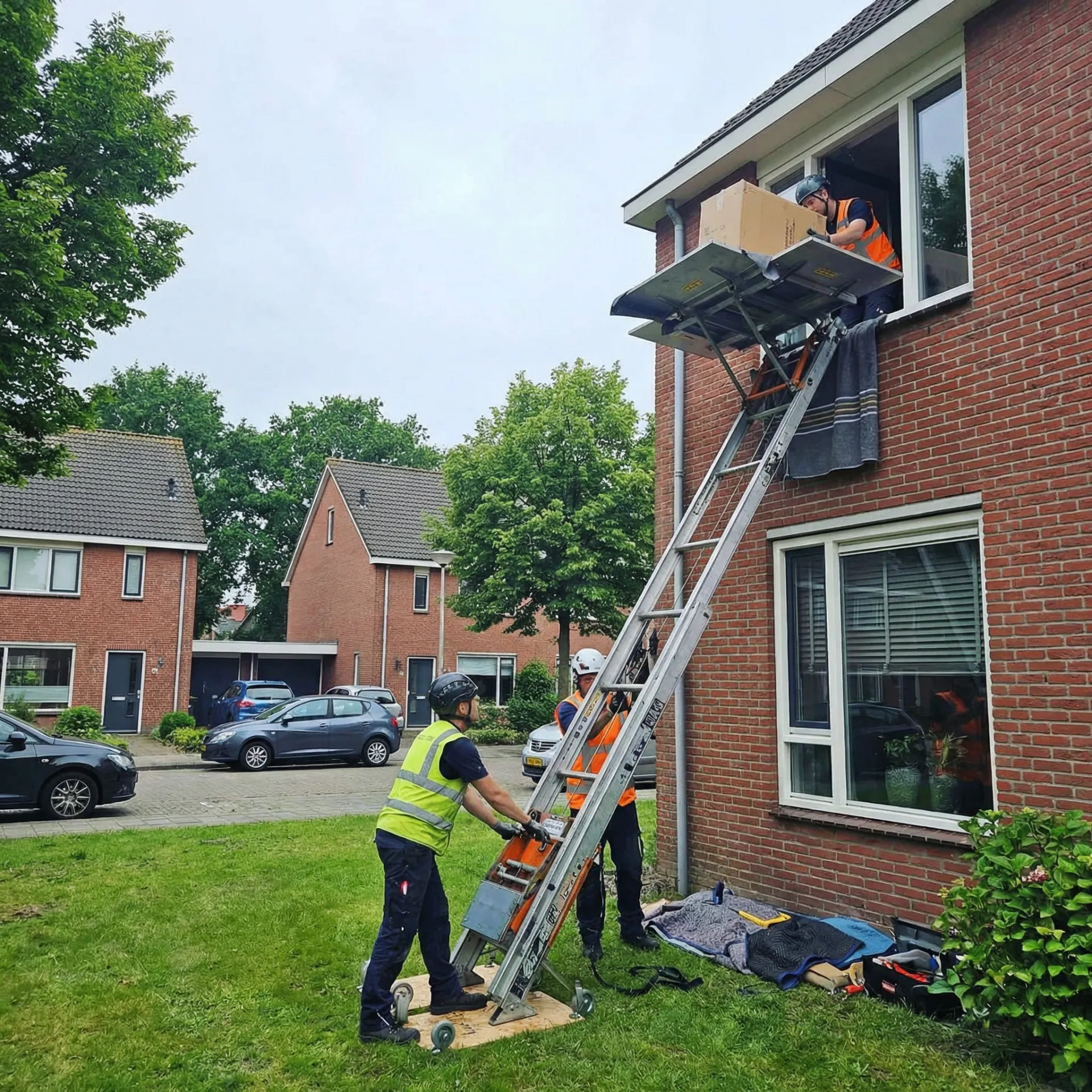 GEDA bouwlift voor zware lasten bij een verhuizing in Enschede