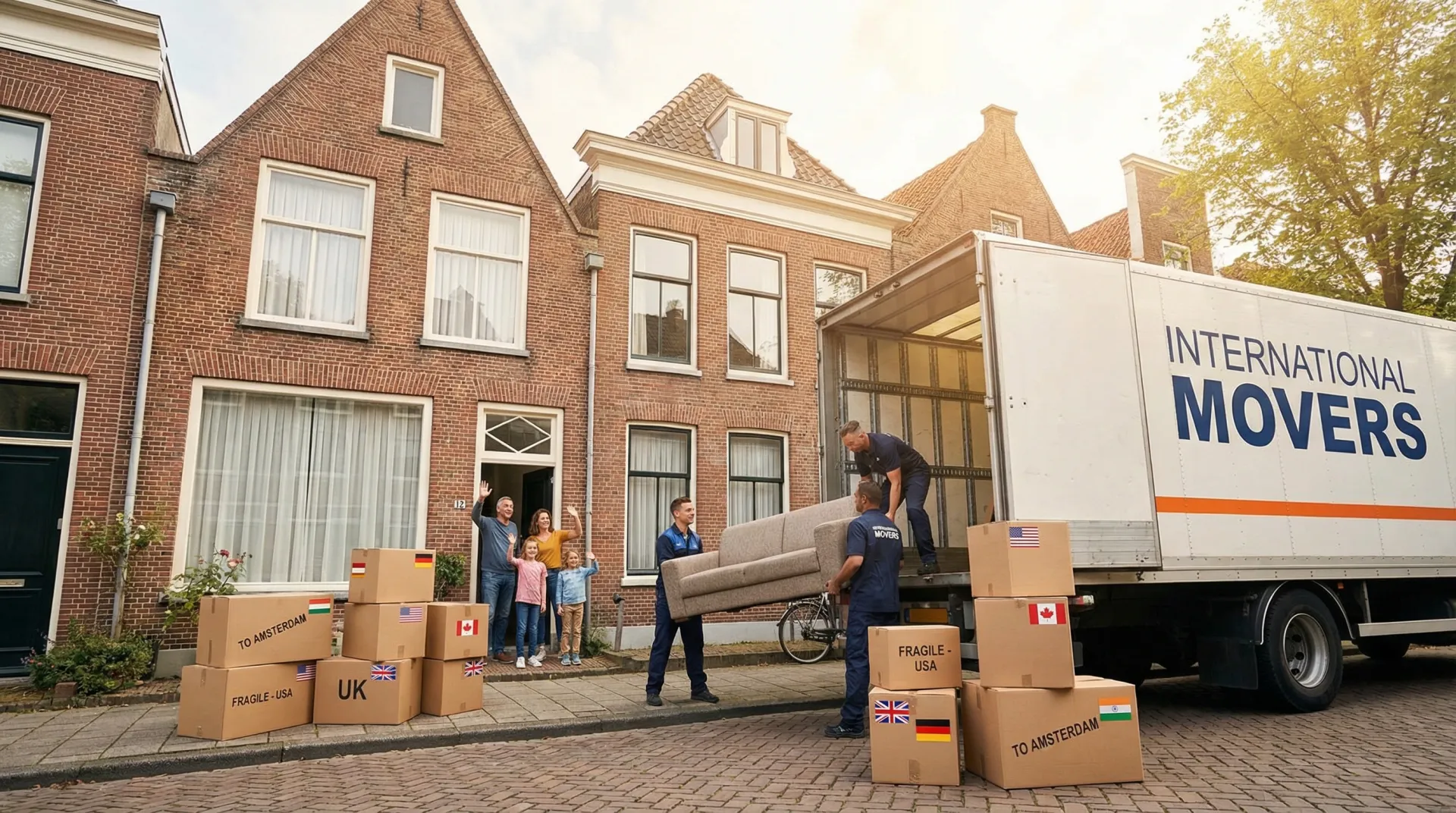 Verhuiswagen geparkeerd bij een woning nabij de Veluwe in Ede
