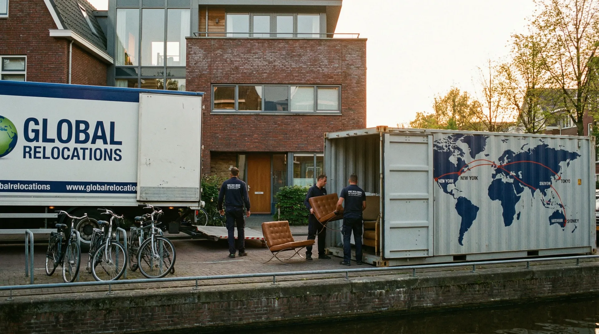 Verhuiswagen op weg naar internationale bestemming via Europese snelweg
