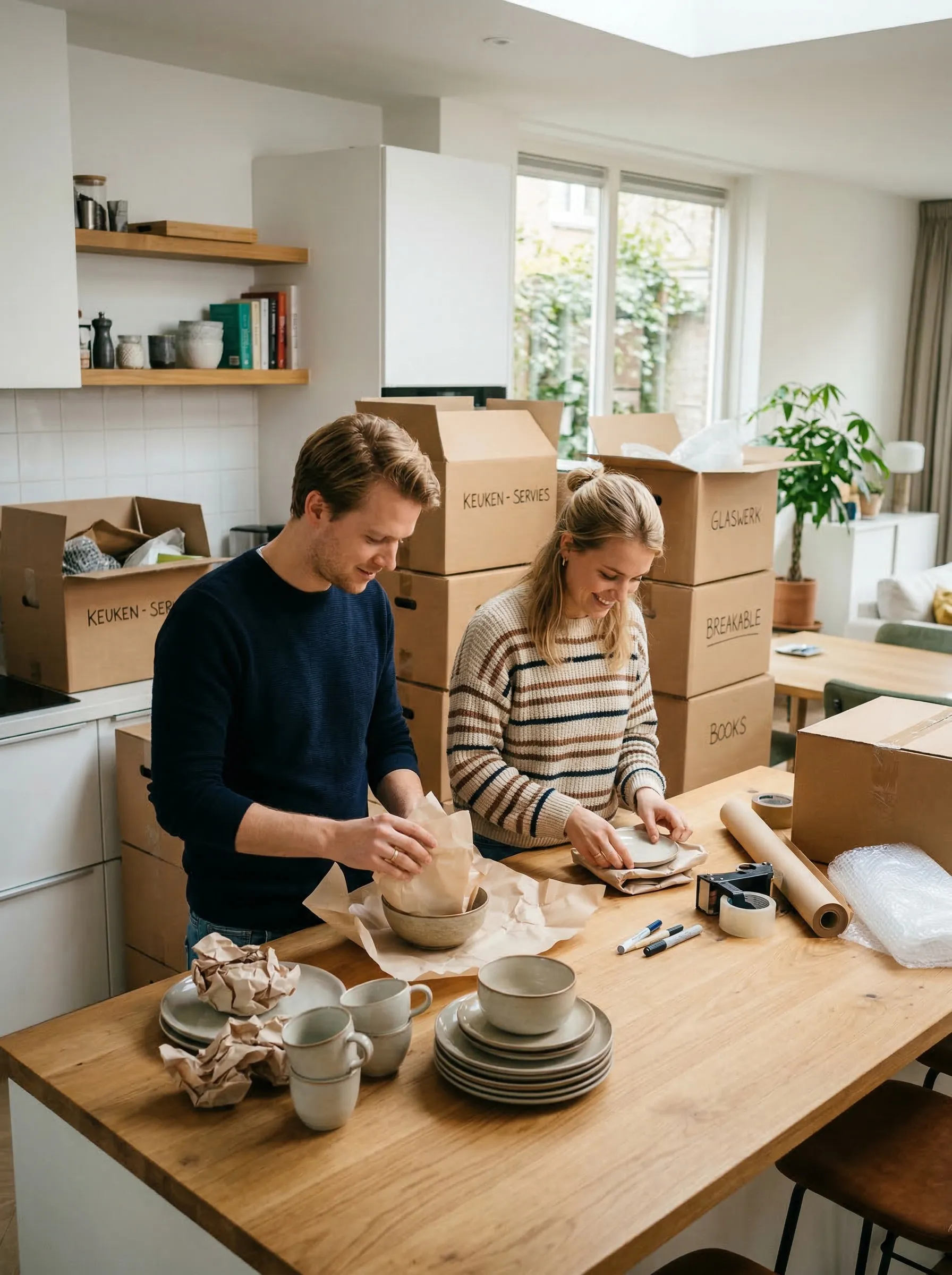 Stel pakt servies in voor verhuizing naar Lelystad