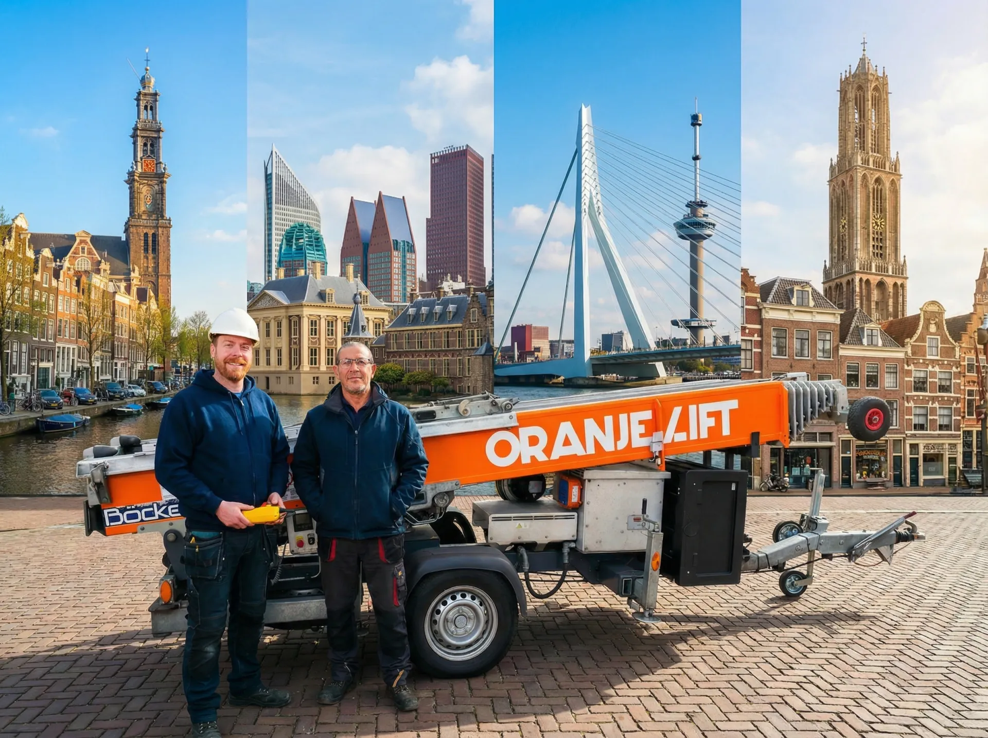Verhuislift langs een gevel voor het veilig hijsen van meubels in Stadskanaal