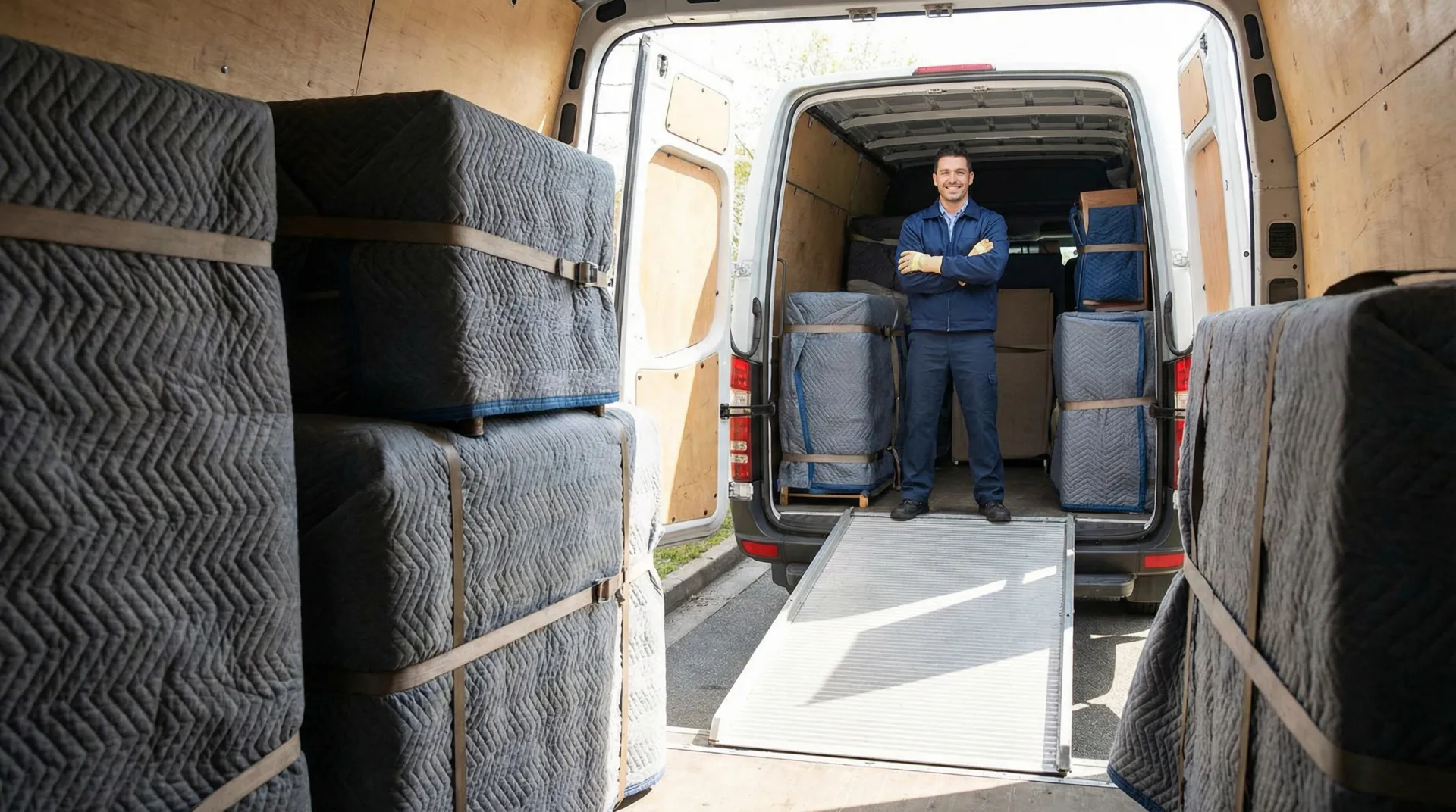 Netjes geladen verhuiswagen