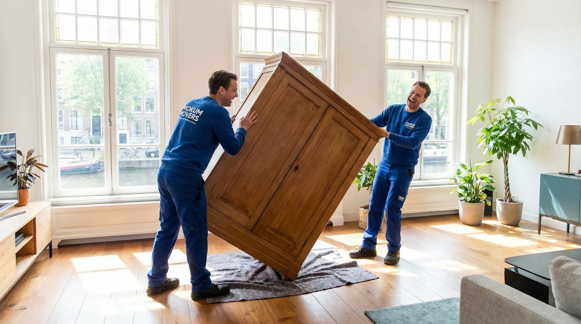 Professionele verhuizers aan het werk in Heerlen