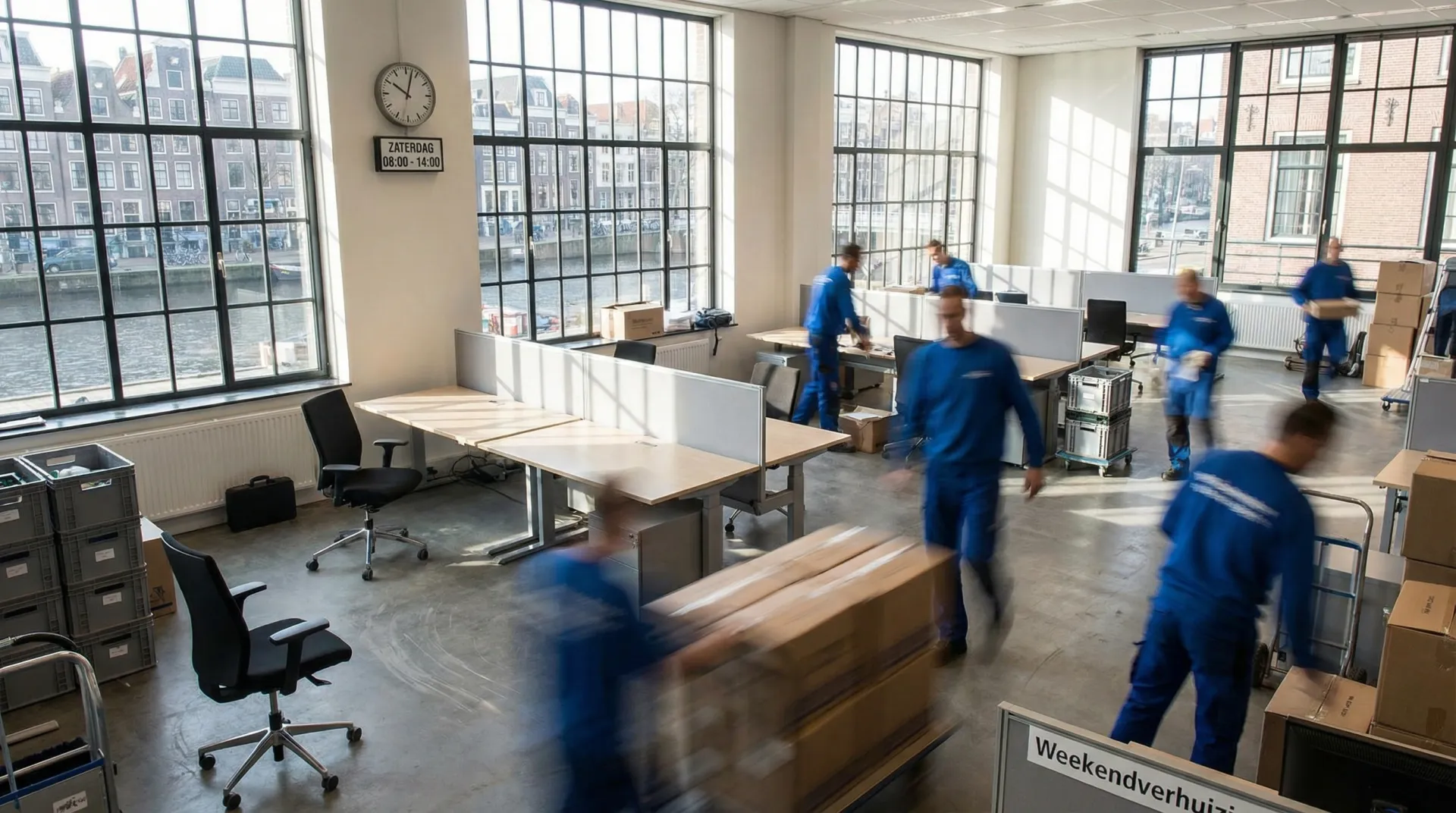 Verhuisteam werkt snel en efficient bij een spoedverhuizing in het weekend