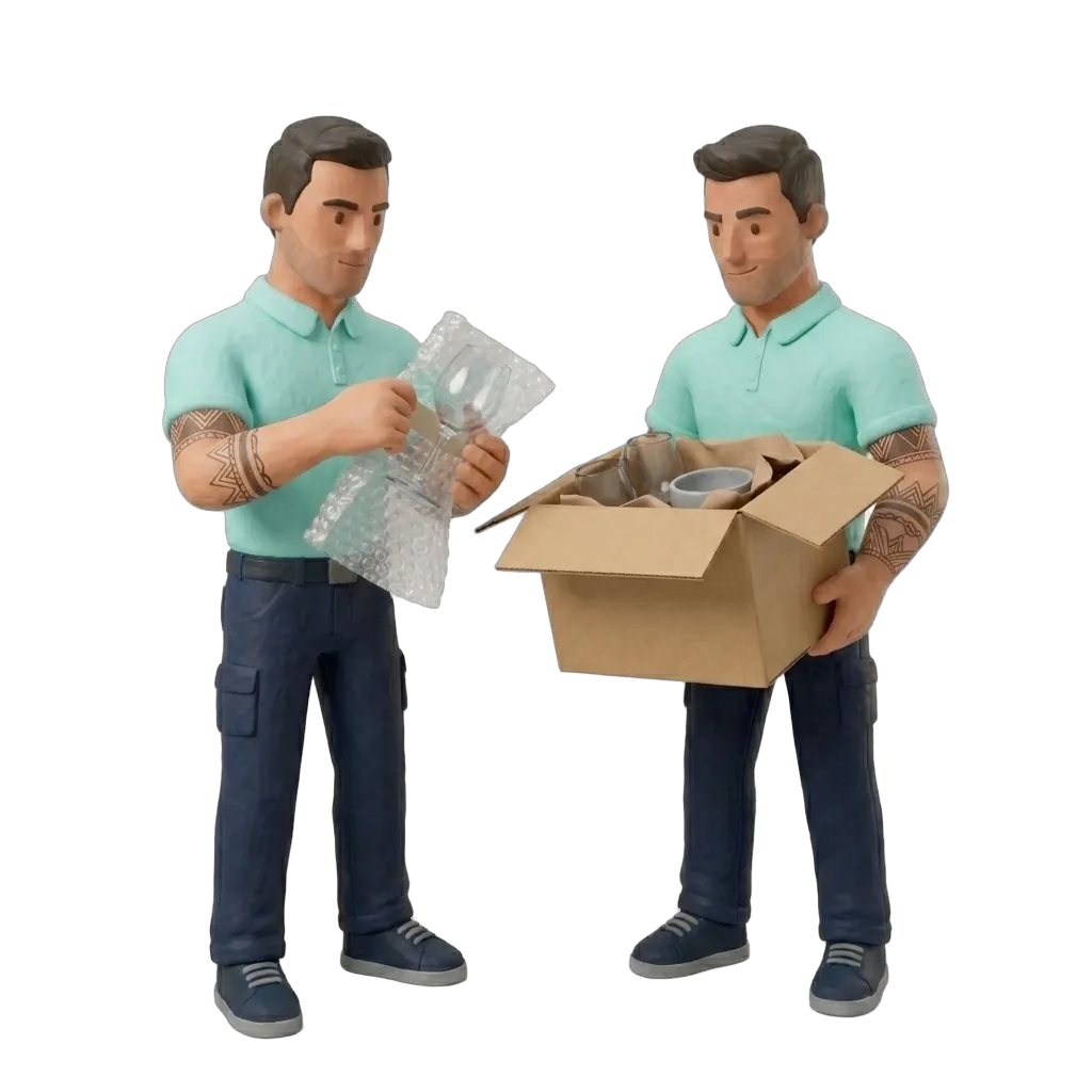 Verhuizer wikkelt glaswerk in noppenfolie als belangrijkste inpaktip voor breekbare items