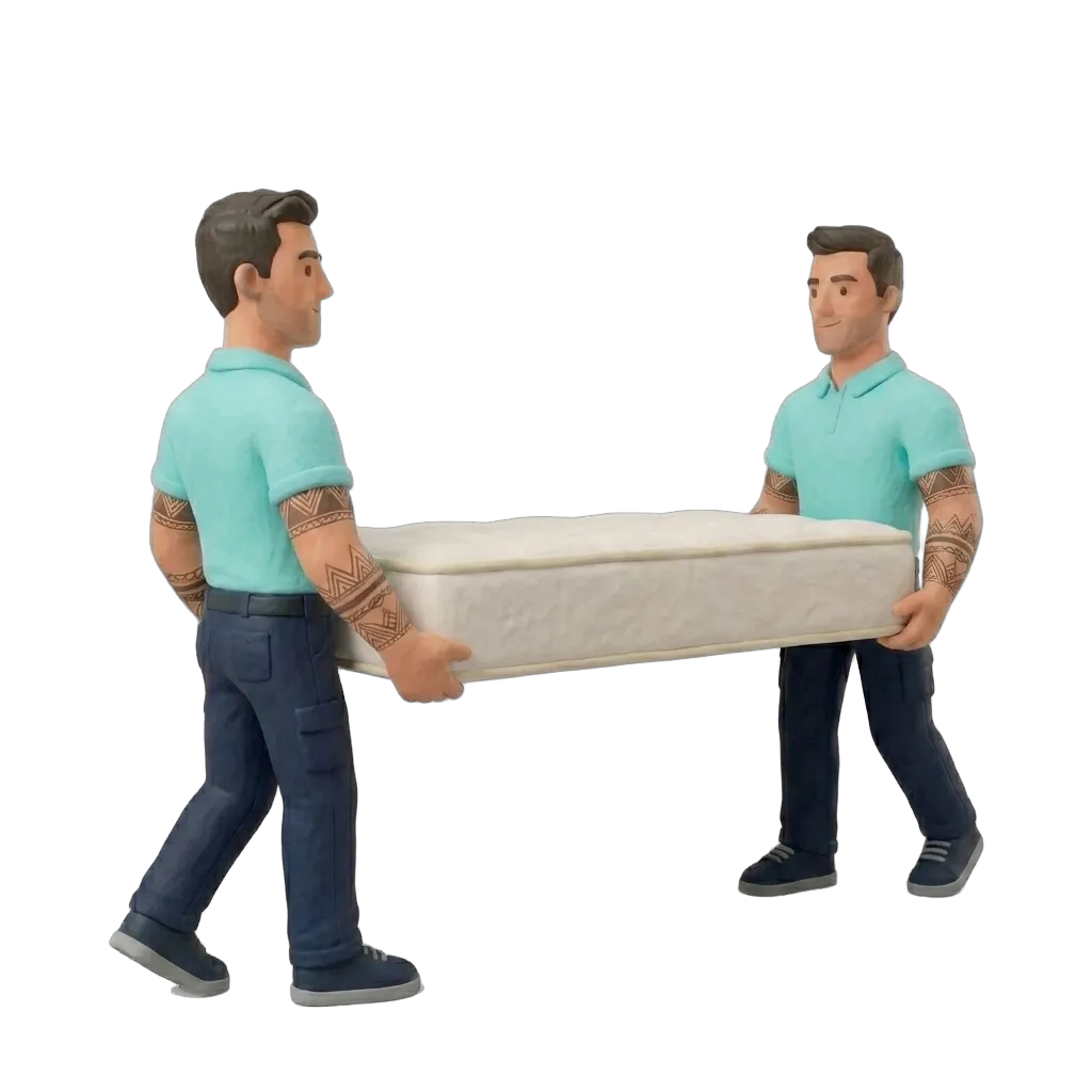 Verhuizers dragen matras, eenvoudig met de juiste mensen, lastig zelf