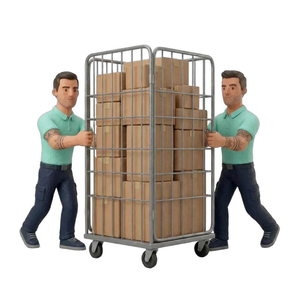 Verhuizers met rolcontainer, compact verhuizen voor tijdelijke verhuizing